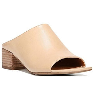 Franco Sarto Leather Peep Toe Beige Slide Mule